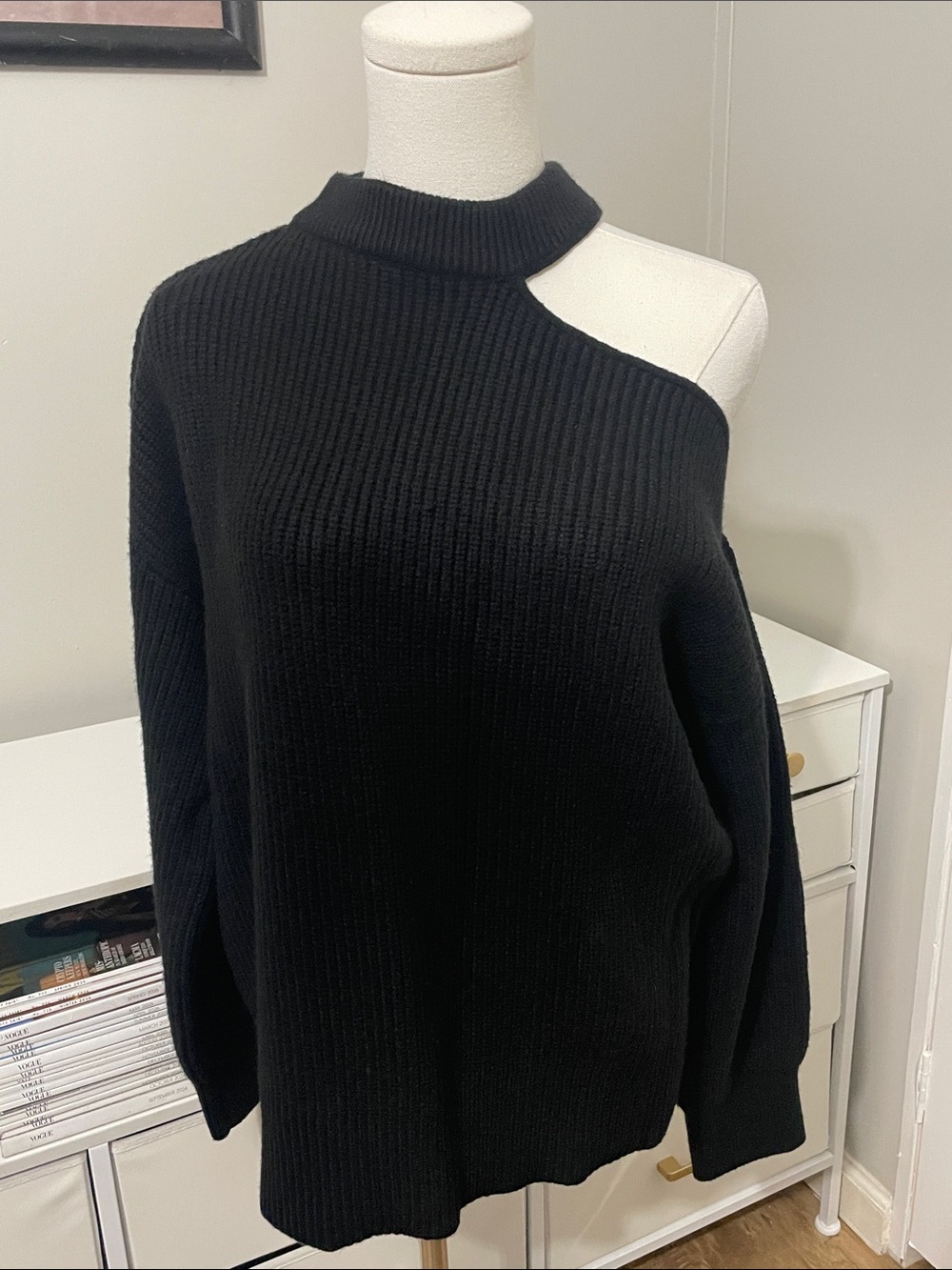 See What's Out There Black Cold Shoulder Sweater